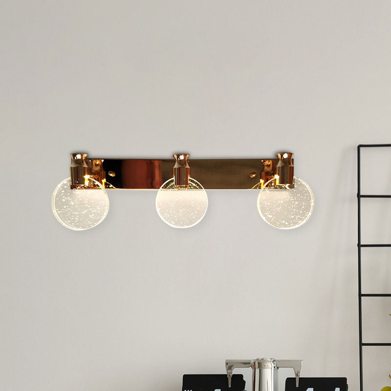 Gold Led Beveled Crystal Circle Wall Vanity Light For Minimalist Bathroom Makeup Lighting