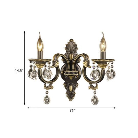 Faceted Crystal Finial Black And Gold Sconce Candlestick - Nordic Wall Light With 2 Lights