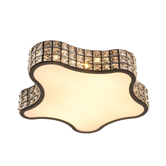 Black Minimalist Star Flush Led Crystal Ceiling Light Fixture