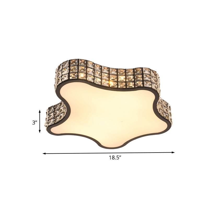 Black Minimalist Star Flush Led Crystal Ceiling Light Fixture