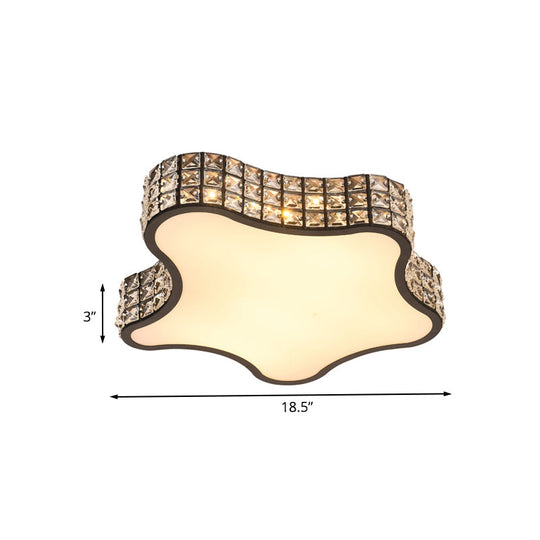 Black Minimalist Star Flush Led Crystal Ceiling Light Fixture