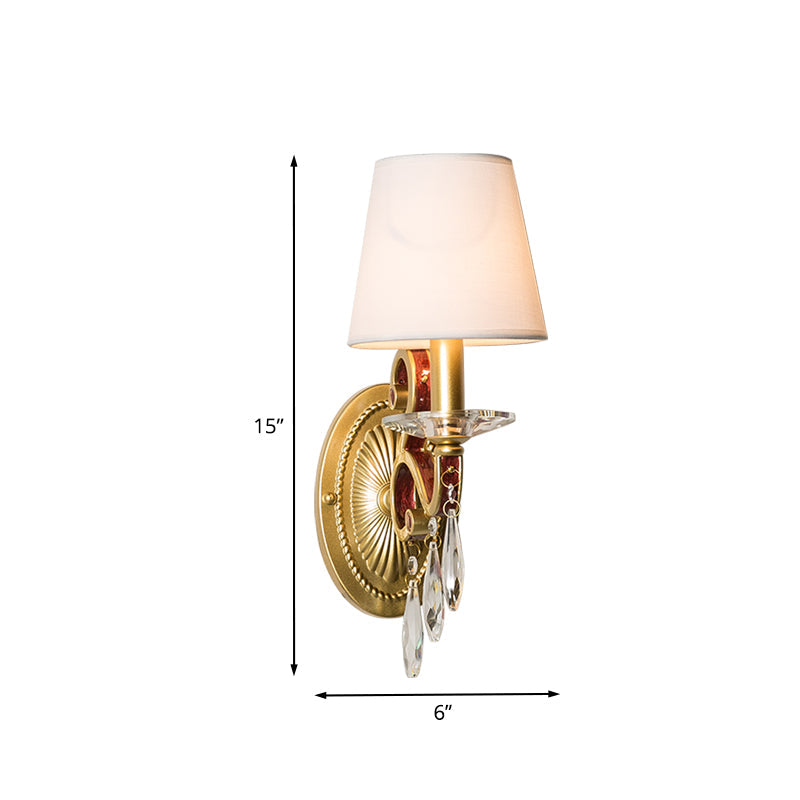 Traditional Gold Conical Sconce Light Fixture With Optional Fabric Shade