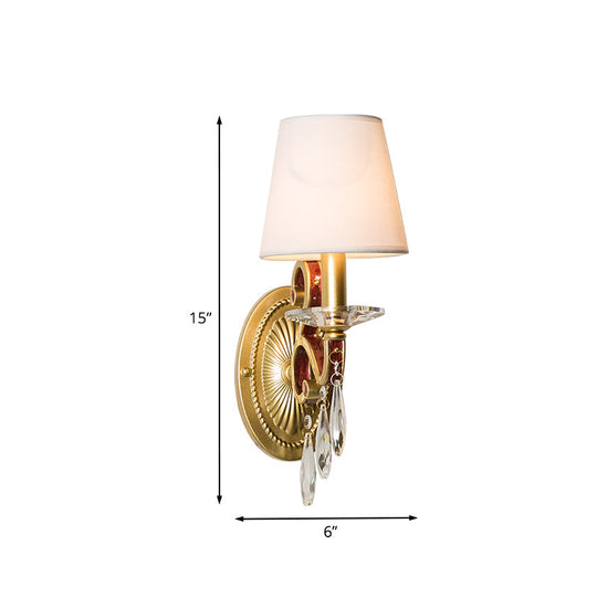 Traditional Gold Conical Sconce Light Fixture With Optional Fabric Shade