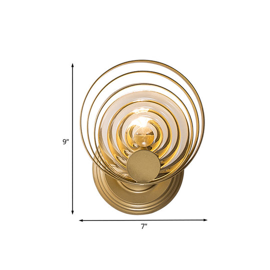 Minimalist Metallic Gold Swirling Wall Sconce - Elegant 1/2-Light Round Lighting Idea