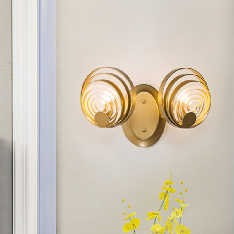 Minimalist Metallic Gold Swirling Wall Sconce - Elegant 1/2-Light Round Lighting Idea