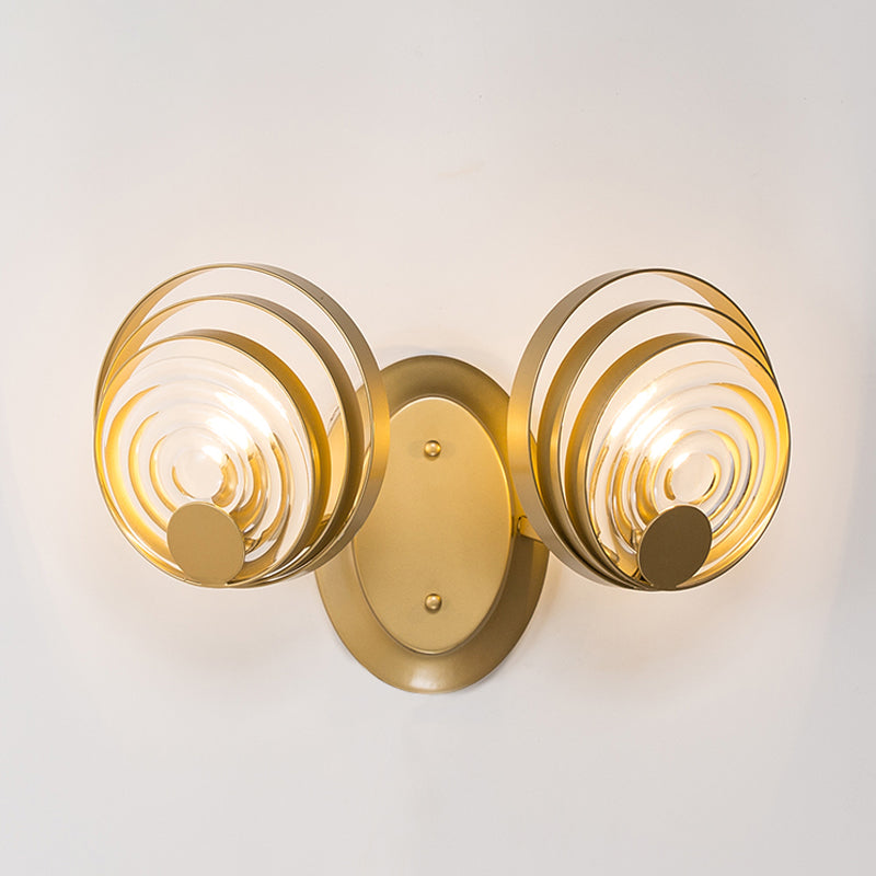 Minimalist Metallic Gold Swirling Wall Sconce - Elegant 1/2-Light Round Lighting Idea