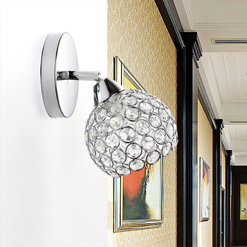Chrome Dome Crystal Wall Sconce With 1 Light - Elegant Lighting For Living Room