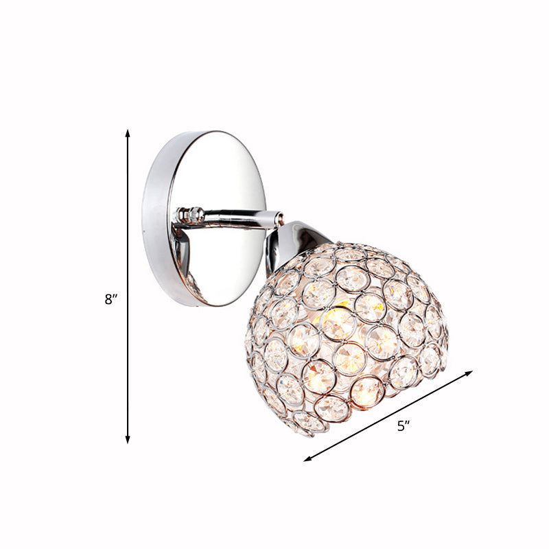 Chrome Dome Crystal Wall Sconce With 1 Light - Elegant Lighting For Living Room