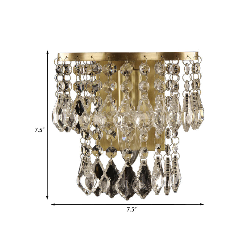 Crystal Drip Wall Light With Brass Accent - Bedroom Or Countryside Lighting