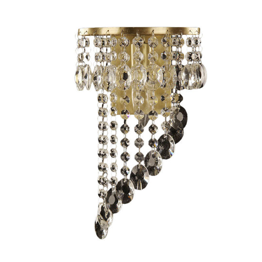 Crystal Chain Wall Mounted Light Fixture - Minimalist Brass Corridor Sconce
