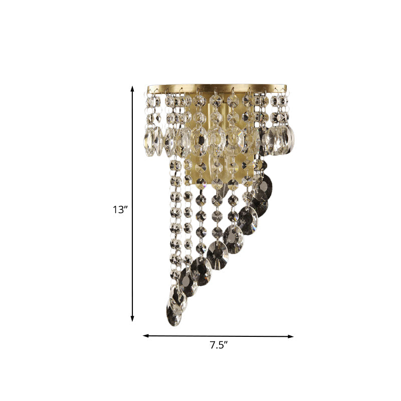 Crystal Chain Wall Mounted Light Fixture - Minimalist Brass Corridor Sconce
