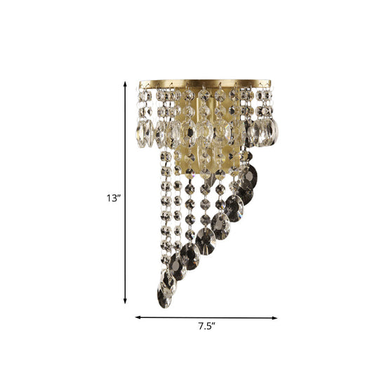 Crystal Chain Wall Mounted Light Fixture - Minimalist Brass Corridor Sconce