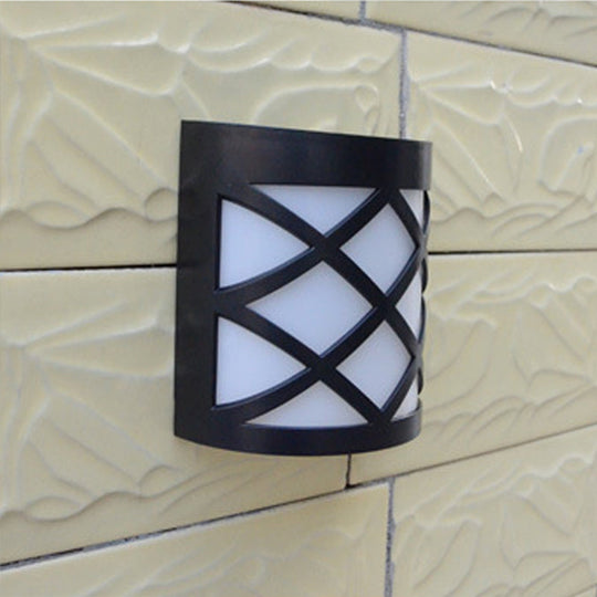 Retro Semi-Cylinder Flush Wall Sconce With Rhombus/Rectangle/Trellis Cage - Black