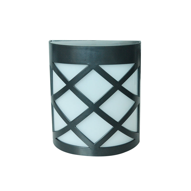 Retro Semi-Cylinder Flush Wall Sconce With Rhombus/Rectangle/Trellis Cage - Black