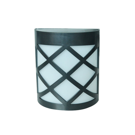 Retro Semi-Cylinder Flush Wall Sconce With Rhombus/Rectangle/Trellis Cage - Black