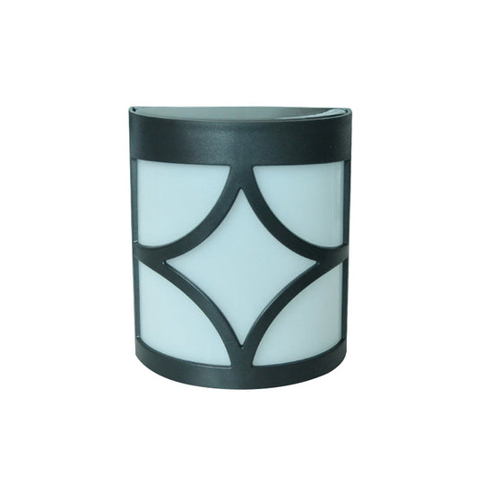 Retro Semi-Cylinder Flush Wall Sconce With Rhombus/Rectangle/Trellis Cage - Black