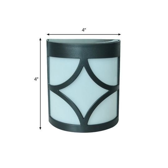 Retro Semi-Cylinder Flush Wall Sconce With Rhombus/Rectangle/Trellis Cage - Black