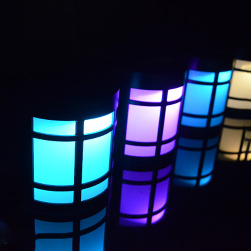 Retro Semi-Cylinder Flush Wall Sconce With Rhombus/Rectangle/Trellis Cage - Black / Solar Rectangle