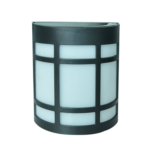 Retro Semi-Cylinder Flush Wall Sconce With Rhombus/Rectangle/Trellis Cage - Black