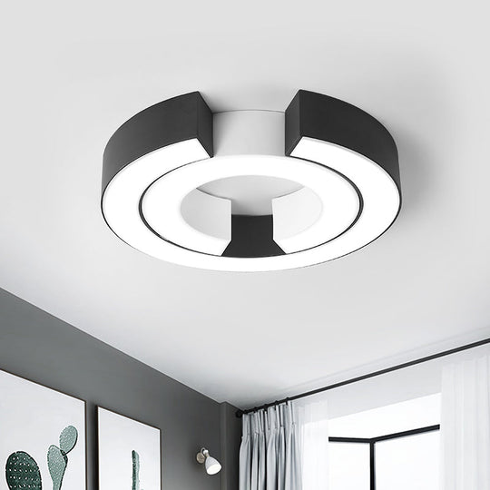 Sleek Black Double C Shaped Led Ceiling Mount Light Fixture For Office In Warm/White