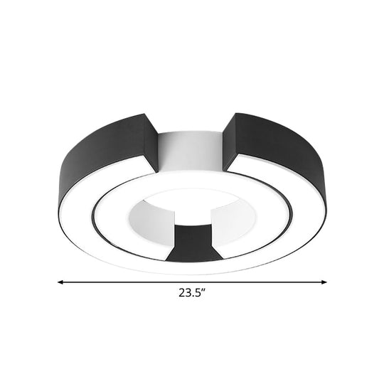 Sleek Black Double C Shaped Led Ceiling Mount Light Fixture For Office In Warm/White