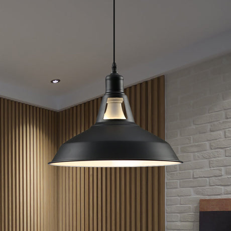 Metallic Pendant Light - Farmhouse Barn Shade Hanging Lamp (10.5/12/15 Inch) Wide 1 Fixture In