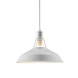 Barn Shade Hanging Lamp - 1 Light Metallic Pendant In Black/White 10.5/12/15 Inch Wide Perfect For