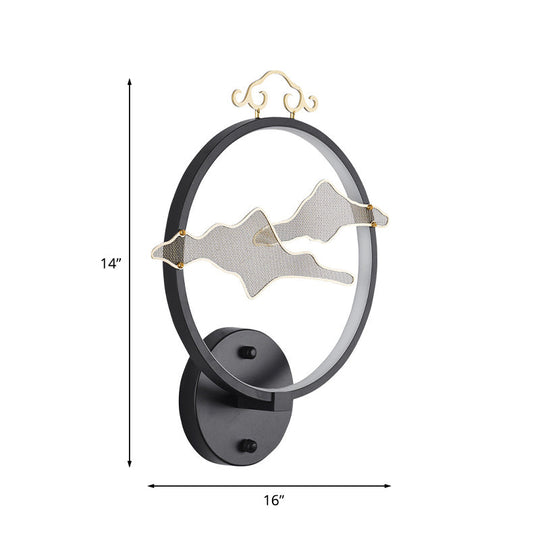 Cloud Aluminum Wall Lamp - Minimalistic Integrated Led Mural Light Fixture In Black For Living Room