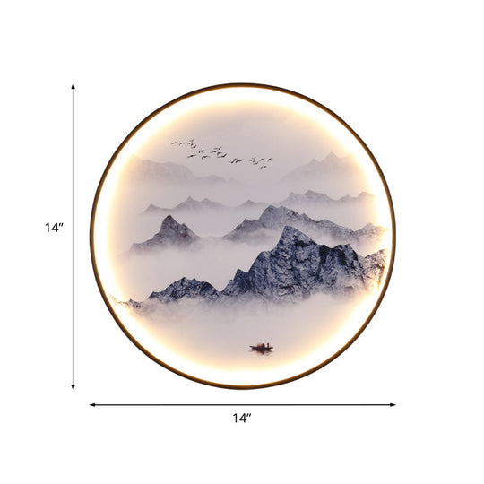 Light Asia Aluminum Led Wall Mounted Mural For Living Room Decoration - Blue Foggy Mountain