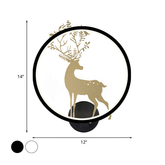 Nordic Led Gold Deer Wall Lamp With Glowing Hook - Stylish Aluminum Mural Light Fixture