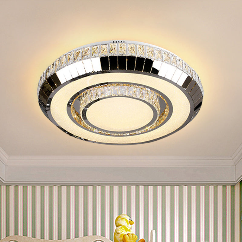Stainless Steel Led Ceiling Light With Beveled Glass Crystal Stainless-Steel
