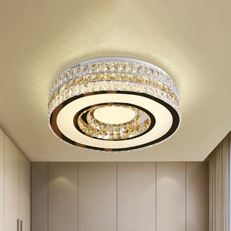 Crystal-Encrusted Led Ceiling Lamp For Minimalist Bedroom Design Nickel