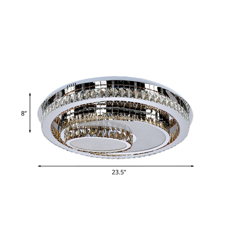 Modern Stainless Steel Recessed Lighting With Crystal Prisms - Led Flush Mount Ceiling Fixture For