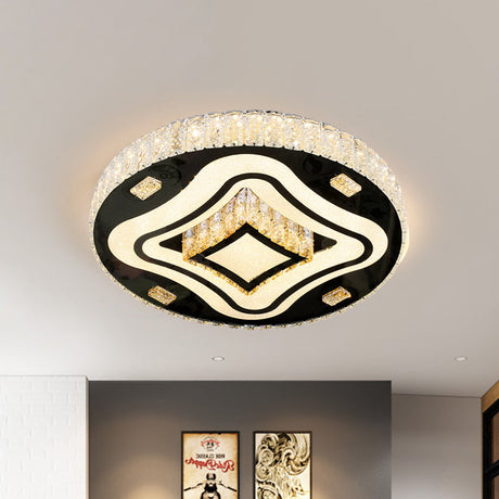 Modern Harlequin Crystal Prisms Led Ceiling Lamp In Stainless Steel