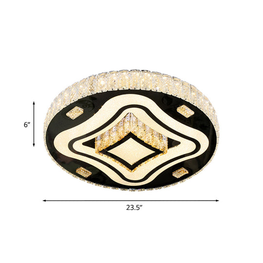 Modern Harlequin Crystal Prisms Led Ceiling Lamp In Stainless Steel