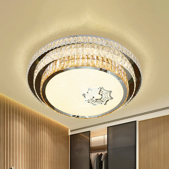 Contemporary Crystal Led Ceiling Light Fixture - Stainless Steel Circle Stainless-Steel