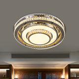 Crystal Led Flushmount Close To Ceiling Lighting Fixture In Nickel - Simple & Sleek Design