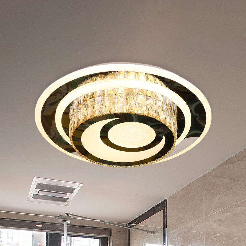 Beveled Crystal Ceiling Lamp Led Flushmount Light For Guest Rooms Stainless-Steel