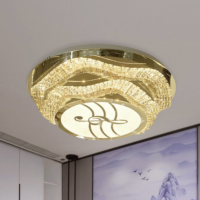 Musical Note Led Crystal Flushmount Ceiling Light Fixture Stainless-Steel