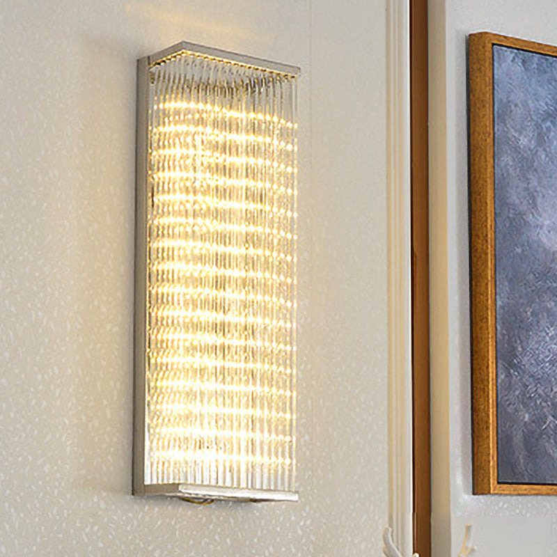 Contemporary Chrome Led Wall Sconce: Clear Glass Bar Mount Light