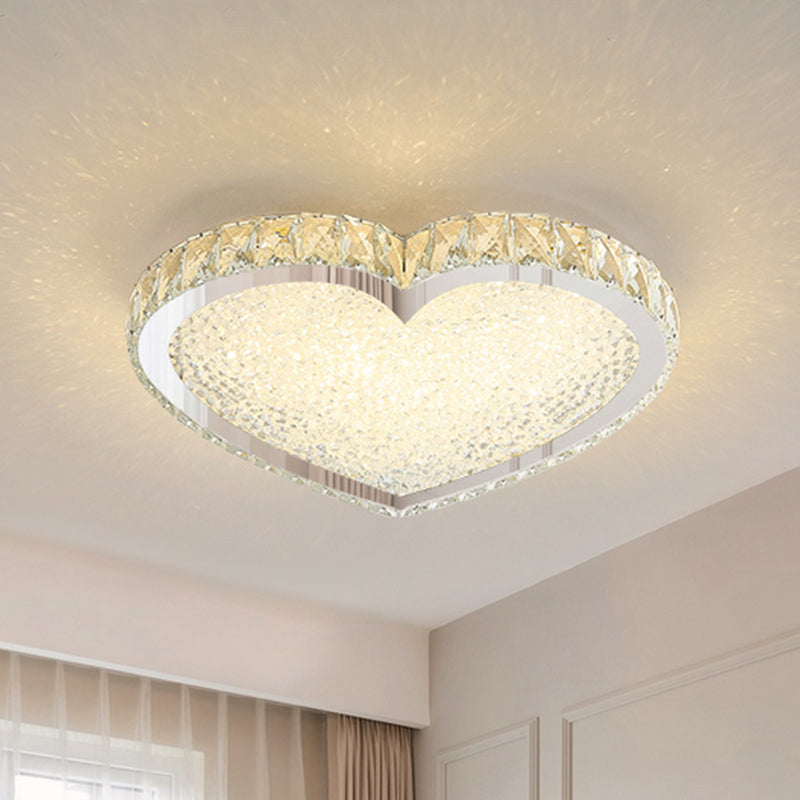 Contemporary Led Flush-Mount Crystal Ceiling Lamp Stainless Steel