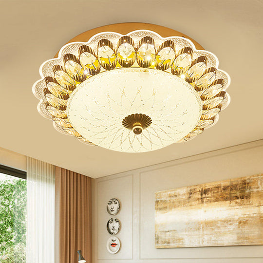 Gold Flush Mount Led Crystal Ceiling Light