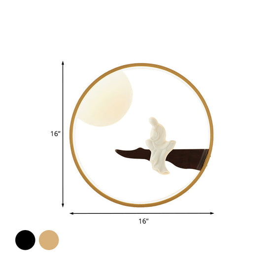 Buddha Wooden Mural Led Wall Lamp In Black/Beige For Bedside