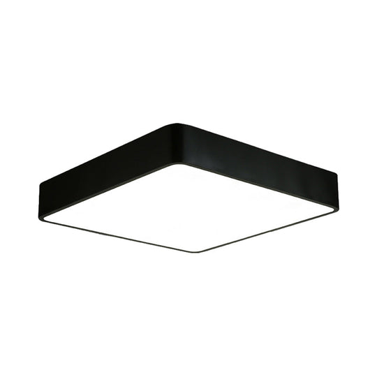Modern Led Metal Flush Mount Light Fixture - White/Black Square 14’/18’/23.5’ Wide Living Room