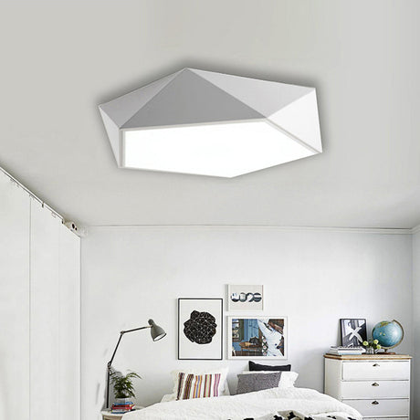 Geometric Metal Flush Mount Lighting With Led - White/Black 16.5/20.5/24.5 Wide