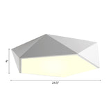Geometric Metal Flush Mount Lighting With Led - White/Black 16.5/20.5/24.5 Wide