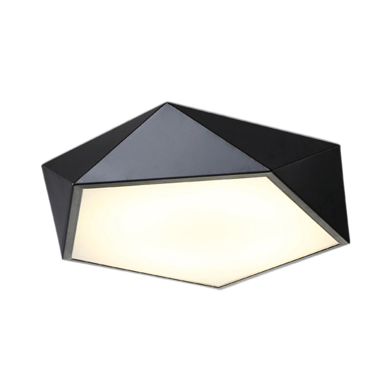 Geometric Metal Flush Mount Lighting With Led - White/Black 16.5’/20.5’/24.5’ Wide