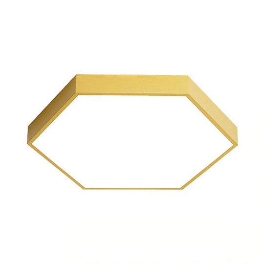 Modern Led Flush Mount With Metal Shade - Hexagon Design In Gray/Yellow/Blue White/Warm Light
