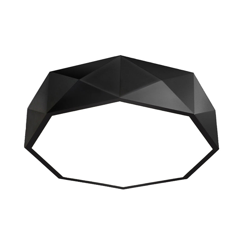 Modern Led Metal Flush Mount Lighting With Concave/Convex Shape - White/Black Ceiling