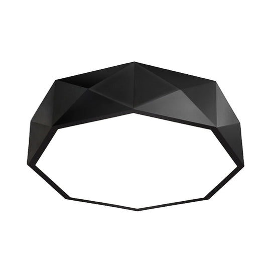 Modern Led Metal Flush Mount Lighting With Concave/Convex Shape - White/Black Ceiling